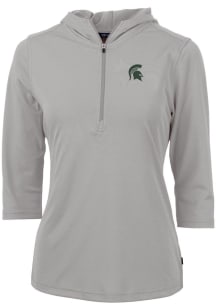 Cutter and Buck Michigan State Spartans Womens Grey Virtue Eco Pique Hooded Sweatshirt