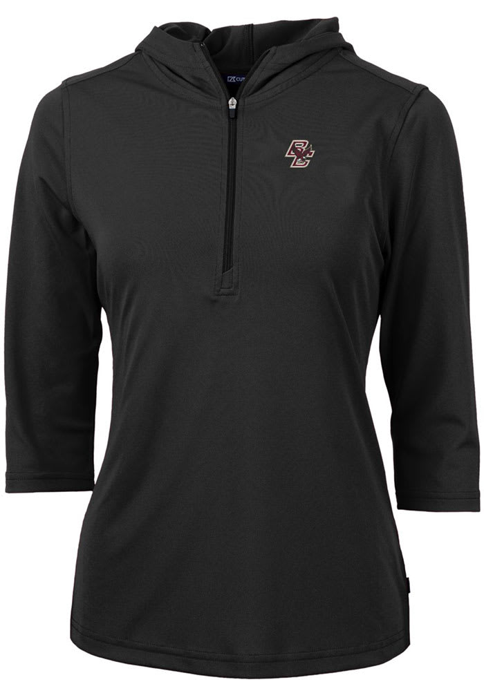 Cutter and Buck Boston College Eagles Womens Black Virtue Eco Pique Hooded Sweatshirt