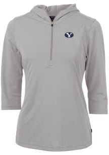Cutter and Buck BYU Cougars Womens Grey Virtue Eco Pique Hooded Sweatshirt