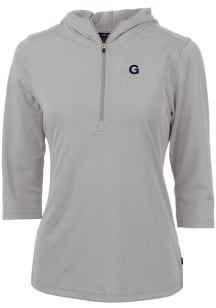 Cutter and Buck Georgetown Hoyas Womens Grey Virtue Eco Pique Hooded Sweatshirt