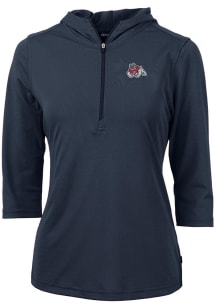 Cutter and Buck Fresno State Bulldogs Womens Navy Blue Virtue Eco Pique Hooded Sweatshirt