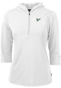 Cutter and Buck South Florida Bulls Womens White Virtue Eco Pique Hooded Sweatshirt