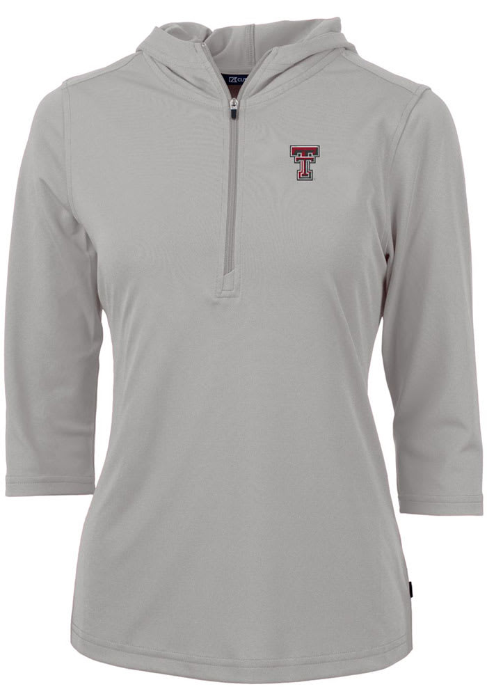Cutter and Buck Texas Tech Red Raiders Womens Grey Virtue Eco Pique Hooded Sweatshirt