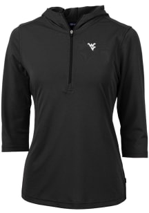 Cutter and Buck West Virginia Mountaineers Womens Black Virtue Eco Pique Hooded Sweatshirt