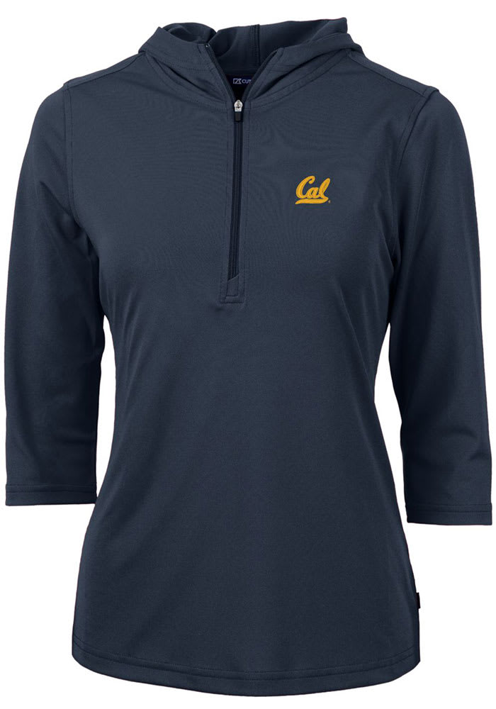 Cutter and Buck Cal Golden Bears Womens Navy Blue Virtue Eco Pique Hooded Sweatshirt