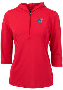 Cutter and Buck Kansas Jayhawks Womens Red Virtue Eco Pique Hooded Sweatshirt