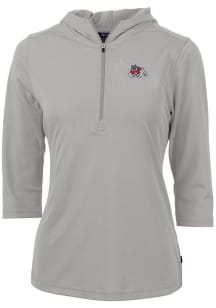 Cutter and Buck Fresno State Bulldogs Womens Grey Virtue Eco Pique Hooded Sweatshirt