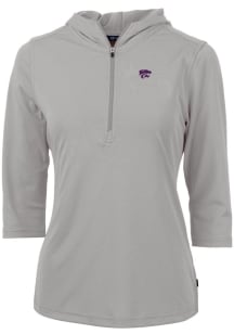 Cutter and Buck K-State Wildcats Womens Grey Virtue Eco Pique Hooded Sweatshirt
