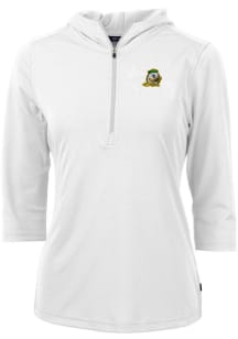 Cutter and Buck Oregon Ducks Womens White Virtue Eco Pique Hooded Sweatshirt