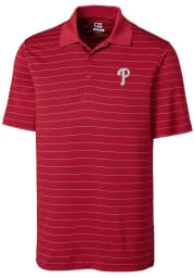 Cutter and Buck Philadelphia Phillies Mens Red Franklin Stripe Short Sleeve Polo