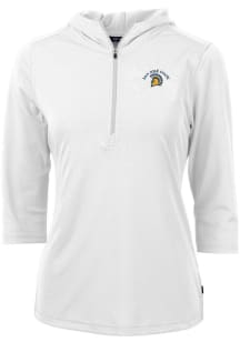 Cutter and Buck San Jose State Spartans Womens White Virtue Eco Pique Hooded Sweatshirt