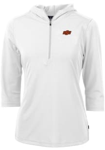 Cutter and Buck Oklahoma State Cowboys Womens White Virtue Eco Pique Hooded Sweatshirt