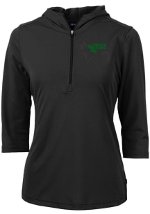 Cutter and Buck North Texas Mean Green Womens Black Virtue Eco Pique Hooded Sweatshirt