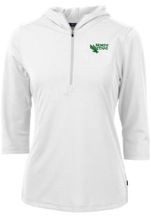 Cutter and Buck North Texas Mean Green Womens White Virtue Eco Pique Hooded Sweatshirt