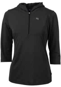 Cutter and Buck Wake Forest Demon Deacons Womens Black Virtue Eco Pique Hooded Sweatshirt