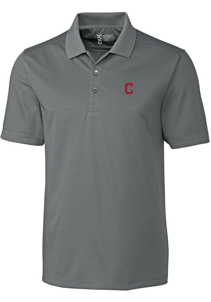 Cutter and Buck Cleveland Indians Mens Grey Fairwood Short Sleeve Polo