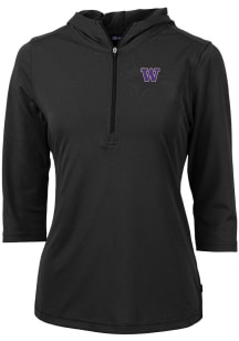 Cutter and Buck Washington Huskies Womens Black Virtue Eco Pique Hooded Sweatshirt