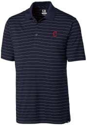 Cutter and Buck Cleveland Indians Mens Navy Blue Franklin Stripe Short Sleeve Polo