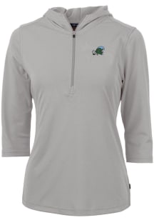Cutter and Buck Tulane Green Wave Womens Grey Virtue Eco Pique Hooded Sweatshirt