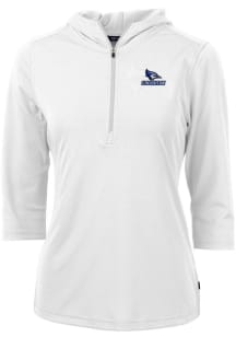 Cutter and Buck Creighton Bluejays Womens White Virtue Eco Pique Hooded Sweatshirt