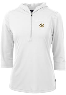 Cutter and Buck Cal Golden Bears Womens White Virtue Eco Pique Hooded Sweatshirt
