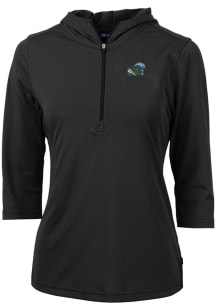 Cutter and Buck Tulane Green Wave Womens Black Virtue Eco Pique Hooded Sweatshirt