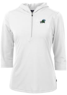Cutter and Buck Tulane Green Wave Womens White Virtue Eco Pique Hooded Sweatshirt