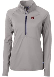 Cutter and Buck Auburn Tigers Womens Grey Adapt Eco 1/4 Zip Pullover