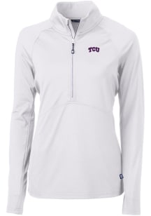 Cutter and Buck TCU Horned Frogs Womens White Adapt Eco 1/4 Zip Pullover