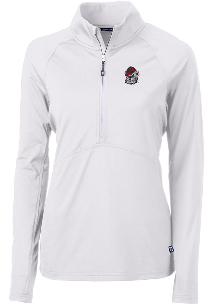 Cutter and Buck Georgia Bulldogs Womens White Adapt Eco Long Sleeve Pullover
