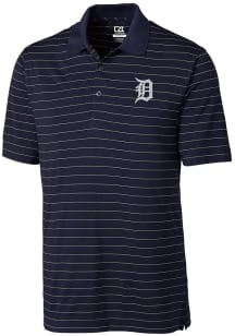 Cutter and Buck Detroit Tigers Mens Navy Blue Franklin Stripe Short Sleeve Polo