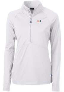 Cutter and Buck Miami Hurricanes Womens White Adapt Eco 1/4 Zip Pullover