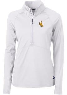 Cutter and Buck Wyoming Cowboys Womens White Adapt Eco 1/4 Zip Pullover