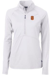 Cutter and Buck Syracuse Orange Womens White Adapt Eco 1/4 Zip Pullover