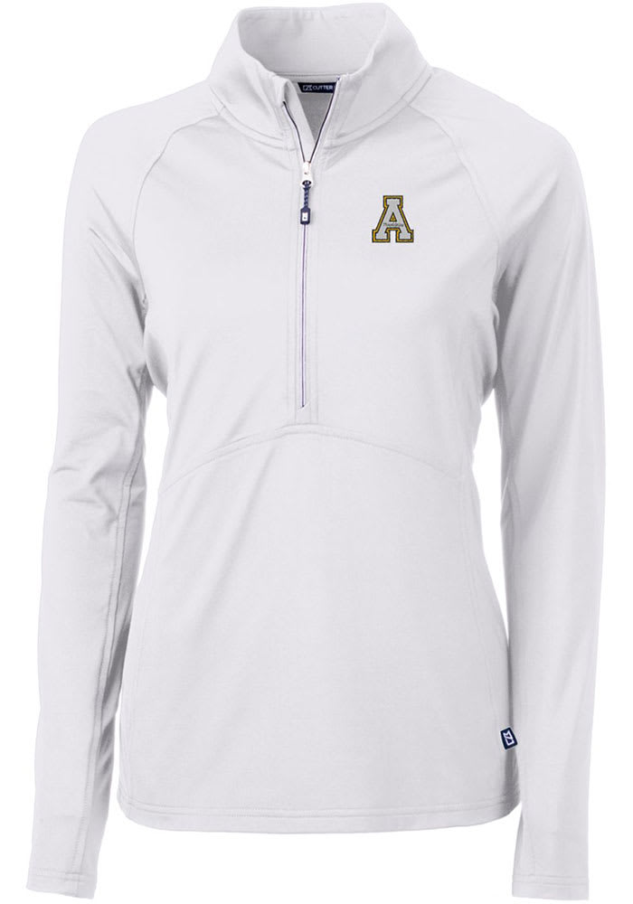 Cutter and Buck Appalachian State Mountaineers Womens White Adapt Eco Long Sleeve Pullover