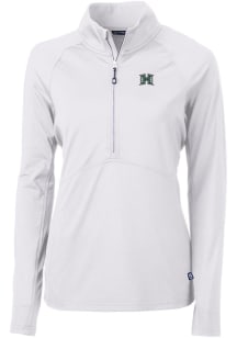Cutter and Buck Hawaii Warriors Womens White Adapt Eco 1/4 Zip Pullover