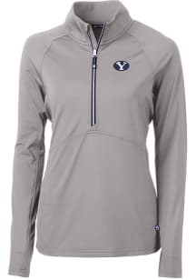 Cutter and Buck BYU Cougars Womens Grey Adapt Eco 1/4 Zip Pullover