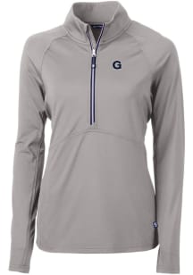 Cutter and Buck Georgetown Hoyas Womens Grey Adapt Eco 1/4 Zip Pullover