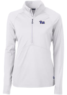 Cutter and Buck Pitt Panthers Womens White Adapt Eco 1/4 Zip Pullover