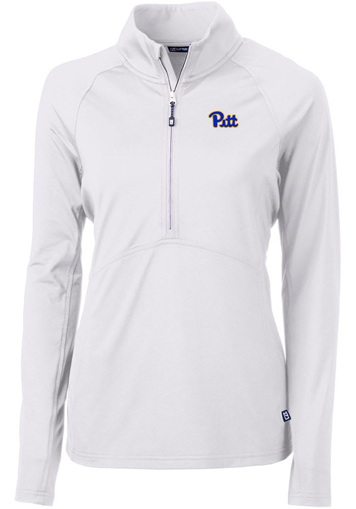 Cutter and Buck Pitt Panthers Womens White Adapt Eco Long Sleeve Pullover