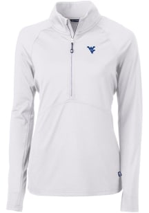 Cutter and Buck West Virginia Mountaineers Womens White Adapt Eco 1/4 Zip Pullover