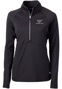 Cutter and Buck Virginia Tech Hokies Womens Black Adapt Eco 1/4 Zip Pullover
