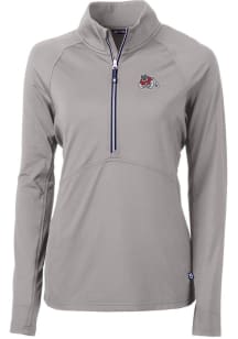 Cutter and Buck Fresno State Bulldogs Womens Grey Adapt Eco 1/4 Zip Pullover
