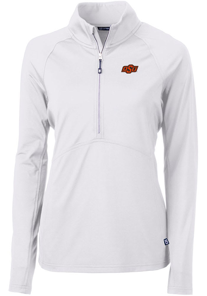 Cutter and Buck Oklahoma State Cowboys Womens White Adapt Eco Long Sleeve Pullover
