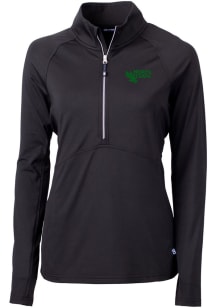 Cutter and Buck North Texas Mean Green Womens Black Adapt Eco 1/4 Zip Pullover