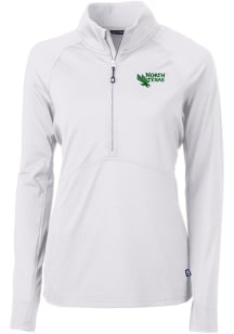 Cutter and Buck North Texas Mean Green Womens White Adapt Eco 1/4 Zip Pullover