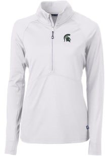 Cutter and Buck Michigan State Spartans Womens White Adapt Eco 1/4 Zip Pullover