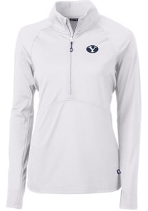 Cutter and Buck BYU Cougars Womens White Adapt Eco 1/4 Zip Pullover