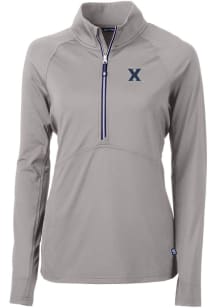Cutter and Buck Xavier Musketeers Womens Grey Adapt Eco 1/4 Zip Pullover