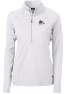 Cutter and Buck Fresno State Bulldogs Womens White Adapt Eco 1/4 Zip Pullover